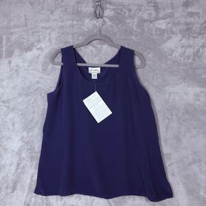 Vintage Linea Louis Dell’Olio Silk Tank Top Womens 1X Royal Blue Sleeveless